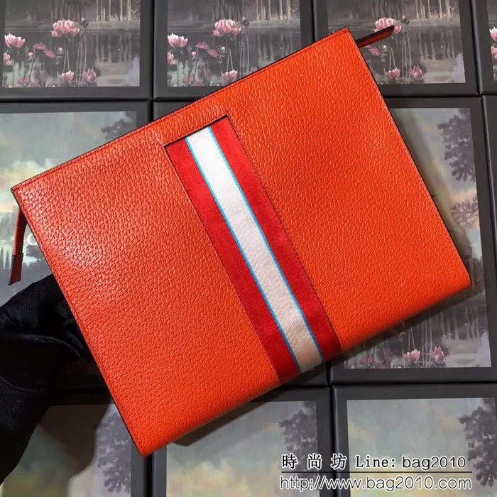 GUCCI古馳 原單品質 提花條紋 新款手包 475316 橙色豬紋皮 WTG1417